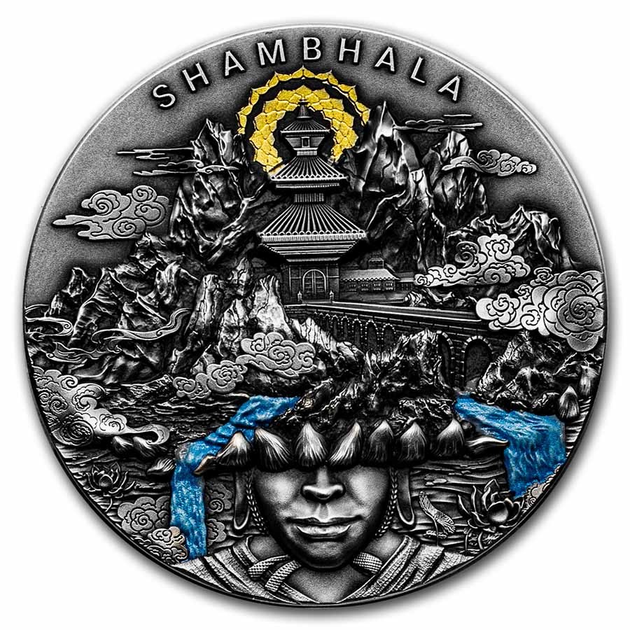 2022 Niue 2 oz Antique Silver Legendary Lands; Shambhala