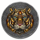 2022 Niue 2 oz Antique Silver Mandala Collection: Tiger