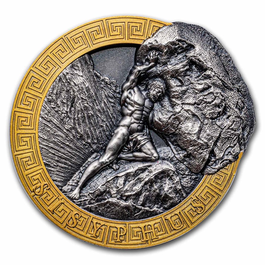 Buy 2022 Niue 2 oz Antique Silver Mythology; Sisyphus | APMEX