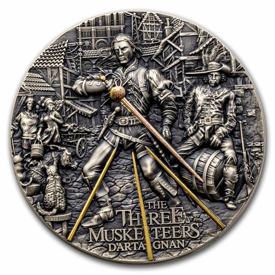2022 Niue 2 oz Antique Silver The Three Musketeers: D'Artagnan 2022 Niue 2 oz Antique Silver The Three Musketeers: D'Artagnan