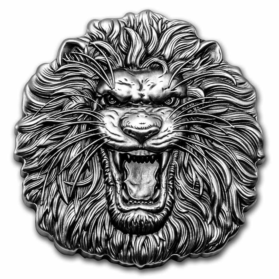 2022 Niue 2 oz Silver $5 Fierce Nature - Lion