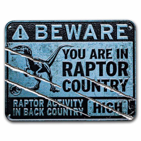 2022 Niue 2 oz Silver $5 Jurassic World Dominion Raptor Sign Coin