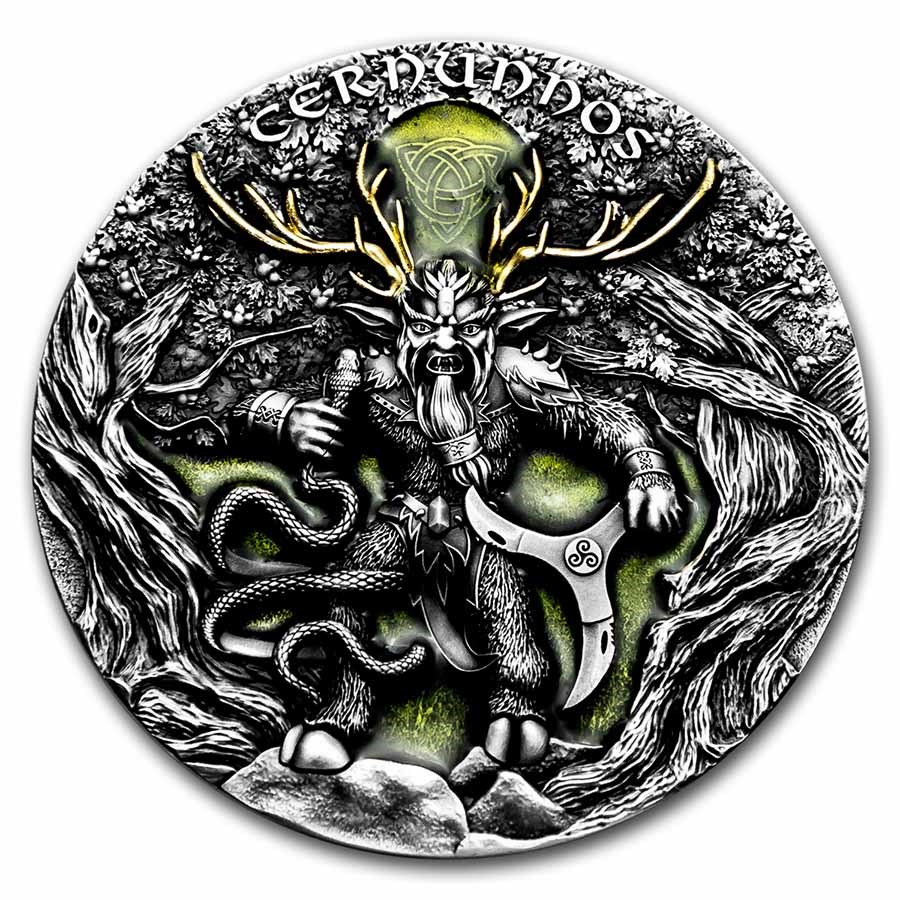 2022 Niue 2 oz Silver Antique Cernunnos