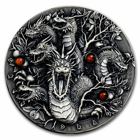 2022 Niue 2 oz Silver Antique Dragons (Greek Dragon - Ladon)