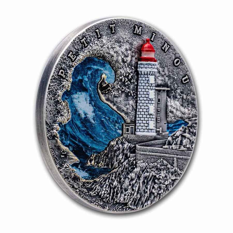 2022 Niue 2 oz Silver Antique Lighthouse Petit Minou