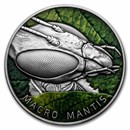 2022 Niue 2 oz Silver Antique Macro Insects: Praying Mantis