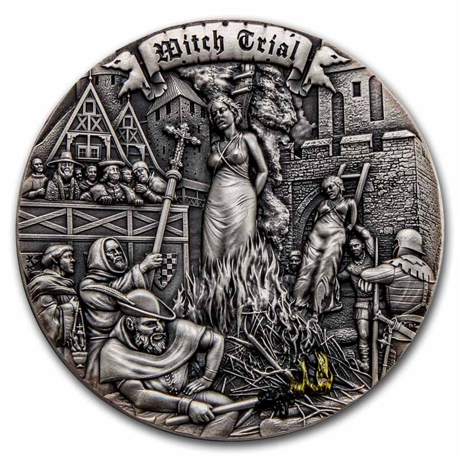 2022 Niue 2 oz Silver Mistakes of Mankind: Witch Trial