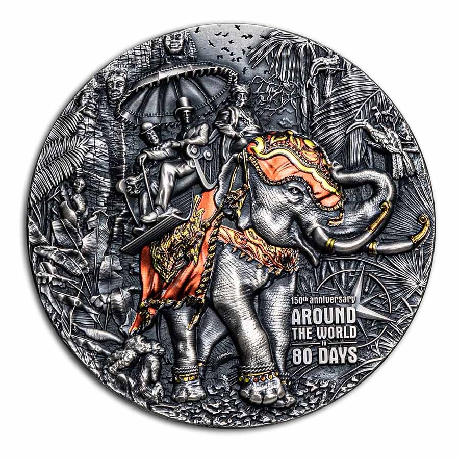 2022 Niue 3 oz Silver Antique Around the World in Eighty Days