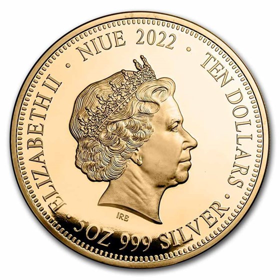 2022 Niue 5 oz Silver Apex Predators: Lion vs Hyenas (Abrasion)