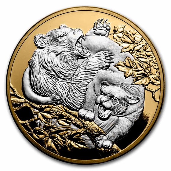 2022 Niue 5 oz Silver Proof Apex Predators: Cougar vs Bear 2022 Niue 5 oz Silver Proof Apex Predators: Cougar vs Bear