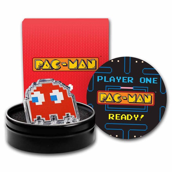 2022 Niue Colorized 1 oz Silver $2 PAC-MAN™ GHOST "BLINKY" Coin