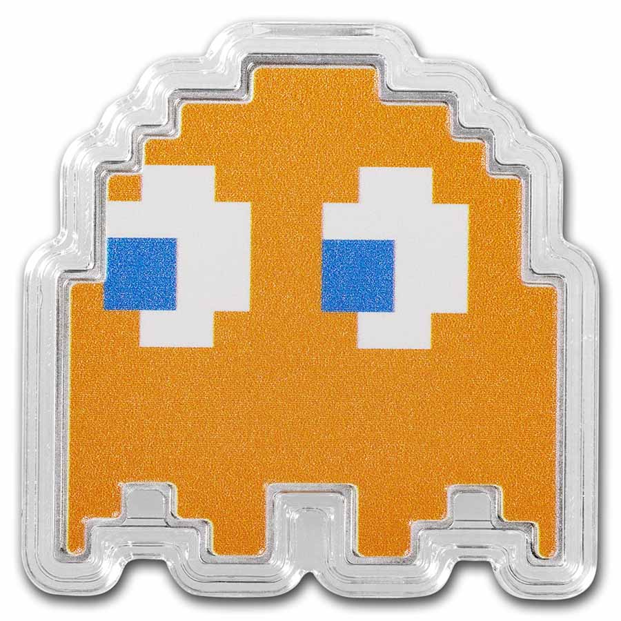 2022 Niue Colorized 1 oz Silver $2 PAC-MAN™ GHOST 