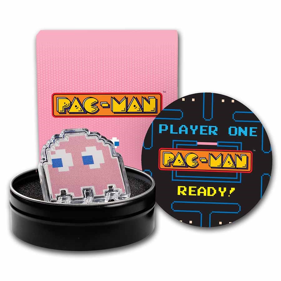 2022 Niue Colorized 1 oz Silver $2 PAC-MAN™ GHOST "PINKY" Coin
