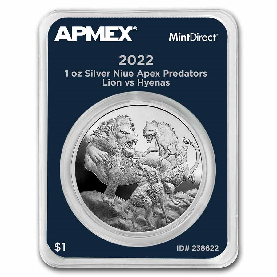 2022 Niue Silver Apex Predators: Lion vs Hyenas (MD® Single)