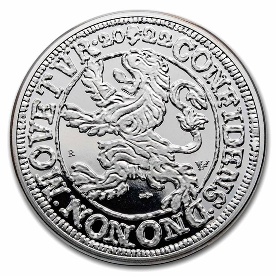 2022 NL 2 oz Silver Proof Lion Dollar (w/ Crocodile Leather Box)
