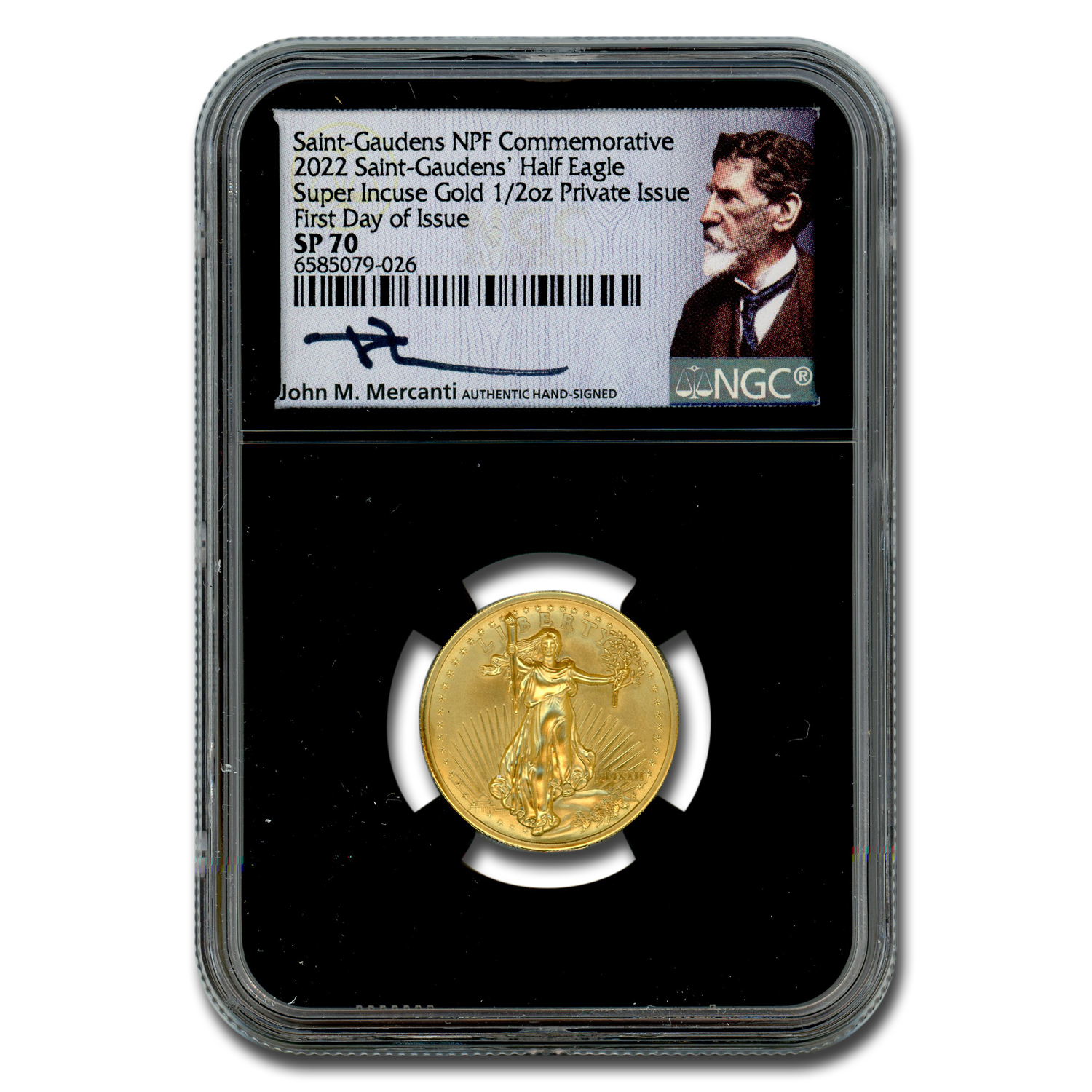 Buy 2022 NPF 1\/2 oz Gold St Gaudens Super Incuse Half Eagle SP-70 FDI | APMEX