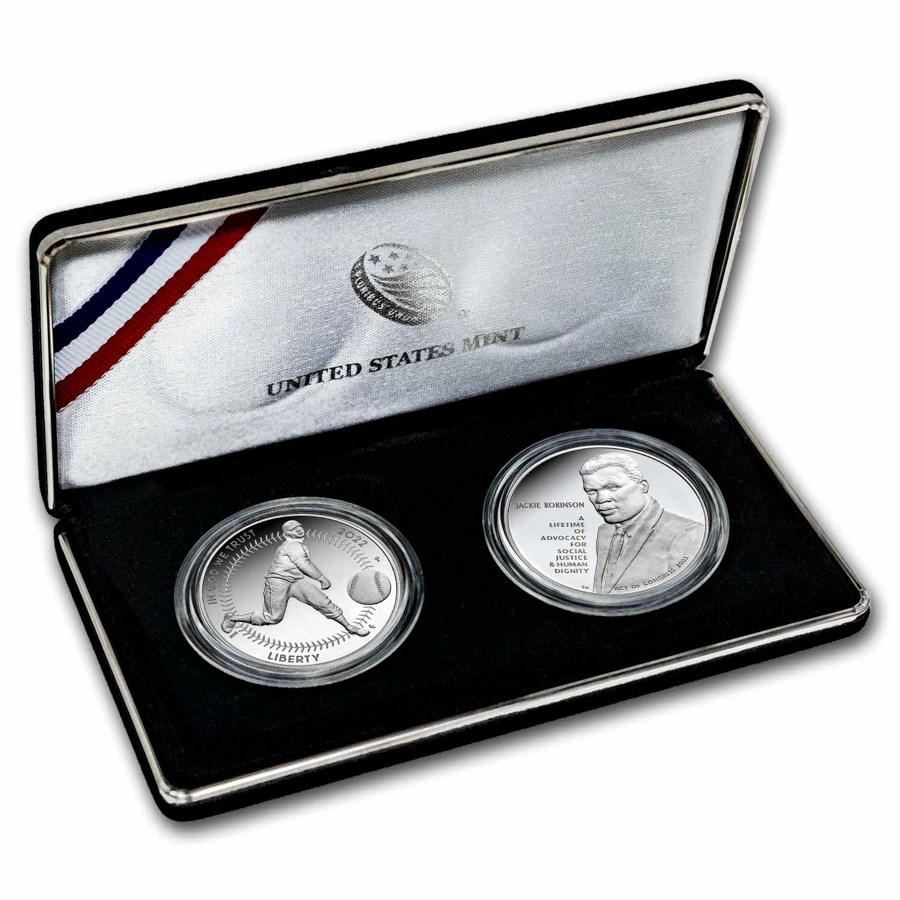 2022-P 2-Coin Negro Leagues Commem Silver Proof Set (w/Box & COA)