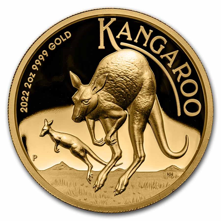 2022-P Australia 2 oz Gold Kangaroo Proof (High Relief)