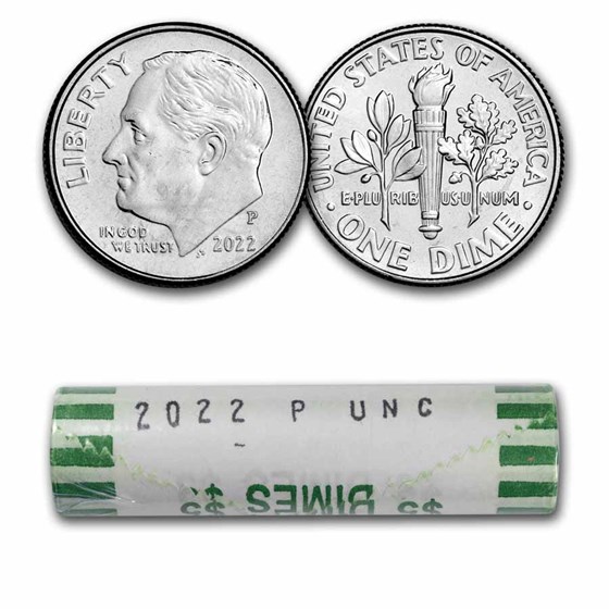 2022-P Roosevelt Dime 50-Coin Roll BU 2022-P Roosevelt Dime 50-Coin Roll BU