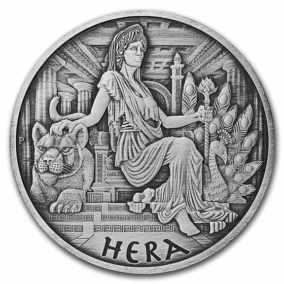 2022-P Tuvalu 5 oz Silver Antiqued Gods of Olympus (Hera) 2022-P Tuvalu 5 oz Silver Antiqued Gods of Olympus (Hera)