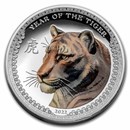 2022 Palau 1 oz Silver $5 Year of the Tiger UHR (Colorized)