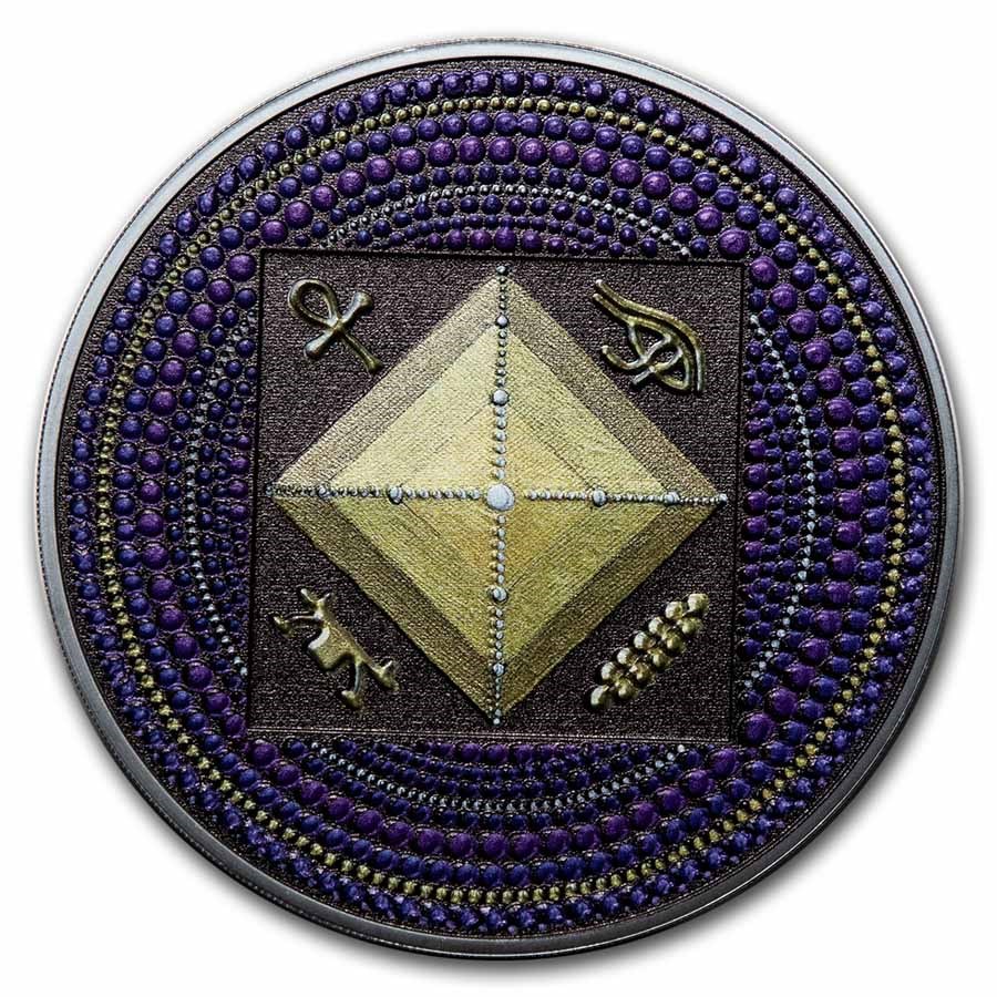 2022 Palau 3 oz Silver Proof Dot Art: Egypt Pyramid