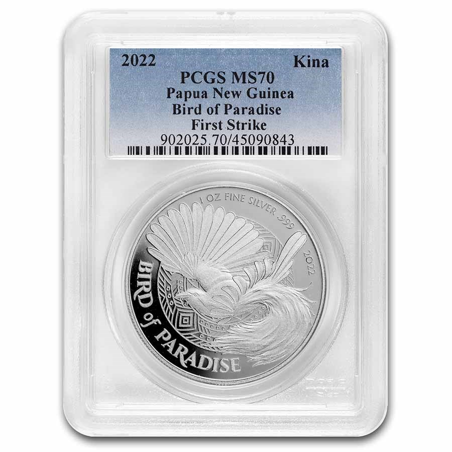 2022 Papua New Guinea 1 oz Silver Bird Of Paradise MS-70 PCGS-FS
