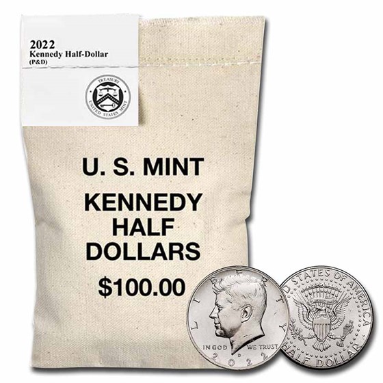 2022-P&D Kennedy Half Dollar 200-Coin Bag BU (Mixed mint marks)
