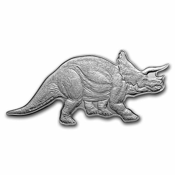 2022 RCM 2 oz Ag $5 Dinosaurs of North America Triceratops