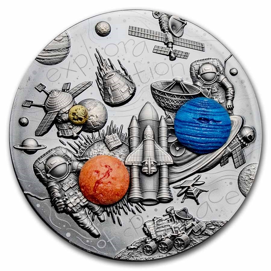 2022 Rep. of Cameroon 3 oz Silver De Doodle: Exploration of Space