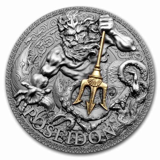 2022 Republic of Cameroon 3 oz Silver Greek Mythology; Poseidon 2022 Republic of Cameroon 3 oz Silver Greek Mythology; Poseidon