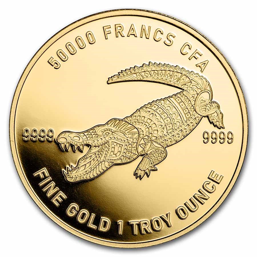 2022 Republic of Chad 1 oz Gold Mandala Crocodile BU
