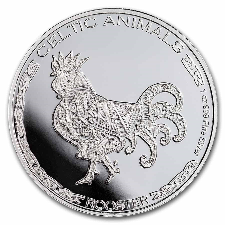 2022 Republic of Chad 1 oz Silver Celtic Animals: Rooster BU