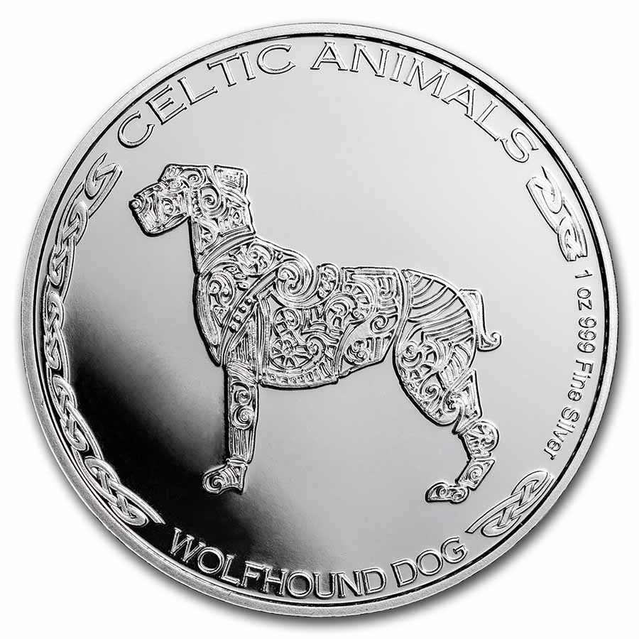 2022 Republic of Chad 1 oz Silver Celtic Animals-Wolfhound Dog BU
