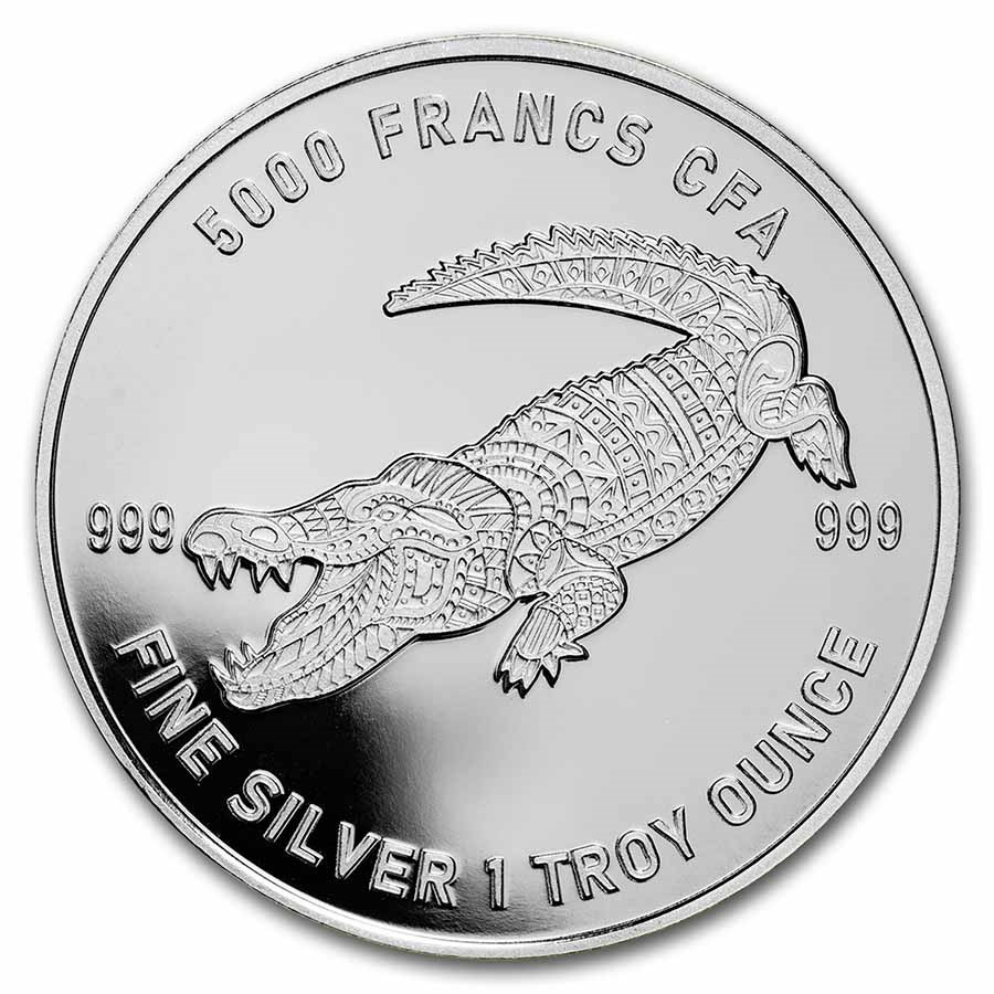 2022 Republic of Chad 1 oz Silver Mandala Crocodile BU