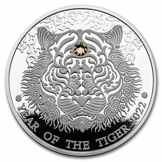 2022 Republic of Ghana 1/2 oz Silver Year of the Tiger Proof