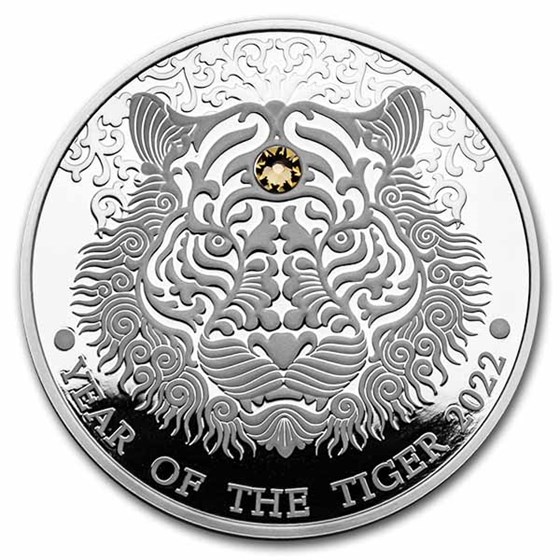 2022 Republic of Ghana 1/2 oz Silver Year of the Tiger Proof 2022 Republic of Ghana 1/2 oz Silver Year of the Tiger Proof