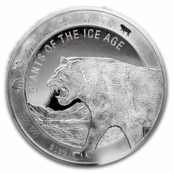 2022 Republic of Ghana 1 kilo Silver Cave Lion BU 2022 Republic of Ghana 1 kilo Silver Cave Lion BU