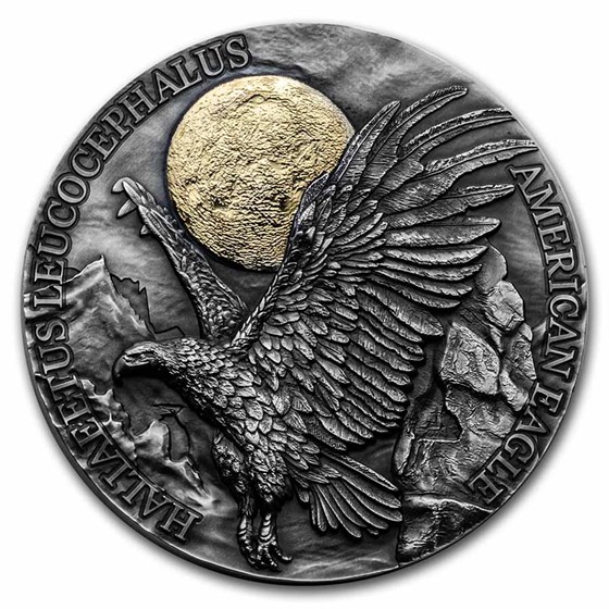 2022 Republic of Ghana 2 oz Silver Antique American Eagle 2022 Republic of Ghana 2 oz Silver Antique American Eagle