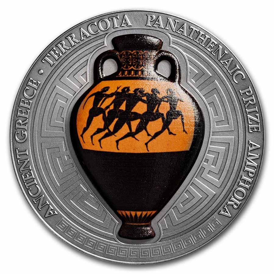 2022 Republic of Ghana 2 oz Silver Panathenaic Prize: Amphora