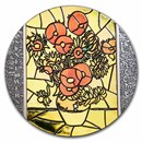 2022 Republic of Ghana 2 oz Silver Vincent Van Gogh - Sunflowers