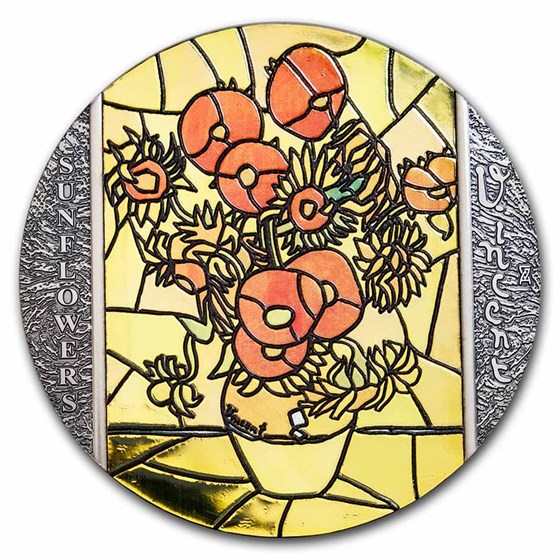 2022 Republic of Ghana 2 oz Silver Vincent Van Gogh - Sunflowers 2022 Republic of Ghana 2 oz Silver Vincent Van Gogh - Sunflowers