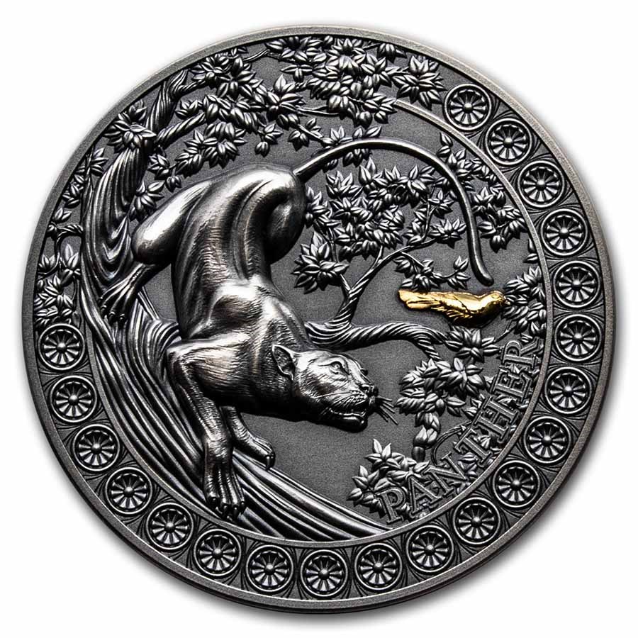 2022 Republic of Ghana 50 gram Silver Antique Panther