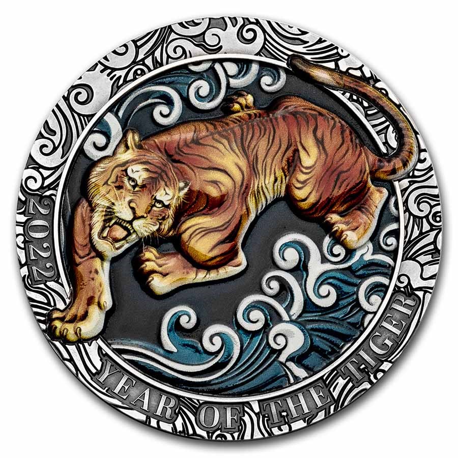 2022 Republic of Ghana Silver Antique Year of the Tiger