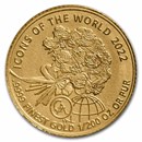 2022 Rwanda 1/200 oz Gold Icons Of The World (Bouquet of Roses)