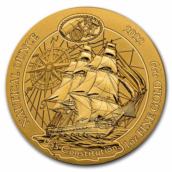 2022 Rwanda 1 oz Gold Nautical Ounce USS Constitution BU 2022 Rwanda 1 oz Gold Nautical Ounce USS Constitution BU