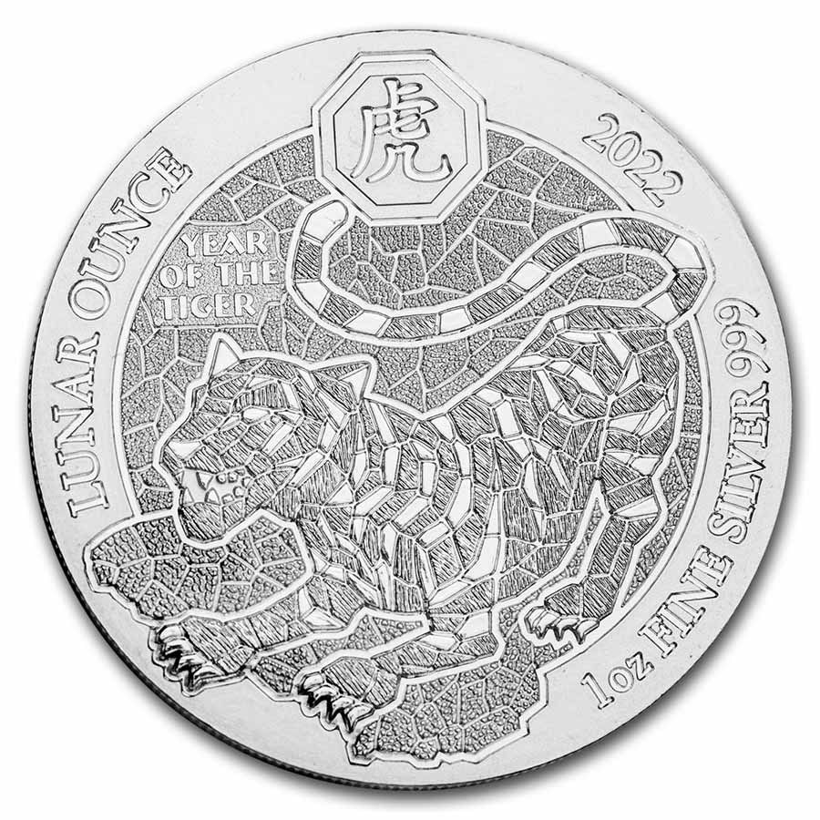 2022 Rwanda 1 oz Silver Lunar Year of the Tiger BU