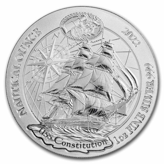 2022 Rwanda 1 oz Silver Nautical Ounce USS Constitution BU