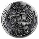 2022 Rwanda 1 oz Silver Nautical USS Constitution (HR, Antiqued)