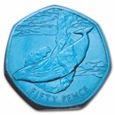 2022 S. Georgia & Sandwich Islands Titanium 50 Pence Blue Whale